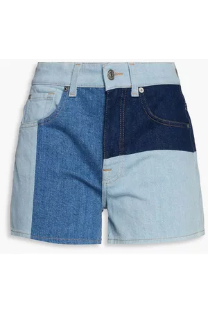 7 for all Mankind Women Shorts - Color-block denim shorts - Blue
