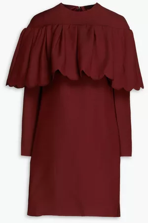 VALENTINO Women Dresses - Wool and silk-blend crepe mini dress - Burgundy
