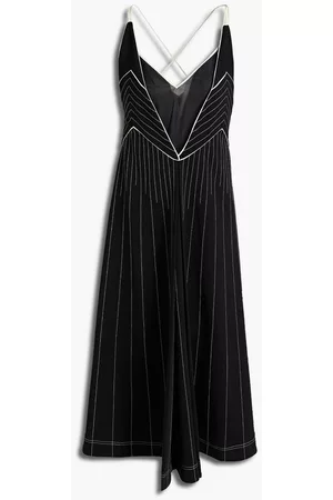 VALENTINO Women Casual Dresses - Layered topstitched jersey and voile midi dress