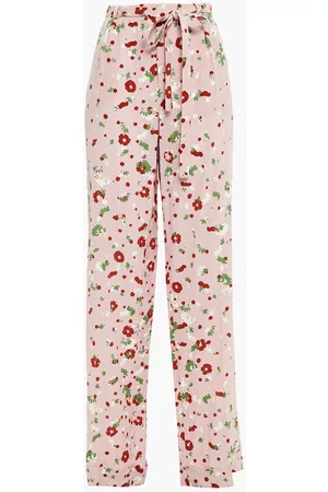 VALENTINO Women Wide Leg Pants - Floral-print silk crepe de chine wide-leg pants - Pink