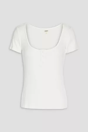 L'Agence Women Tops - Violet ribbed stretch-Micro Modal jersey top
