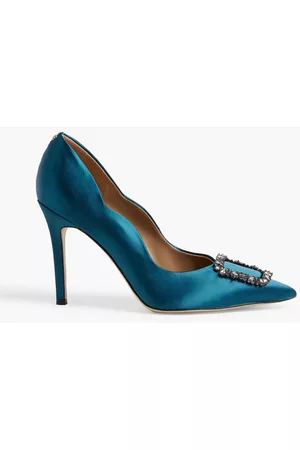 Sam Edelman Women Pumps - Harriet crystal-embellished satin pumps - Blue