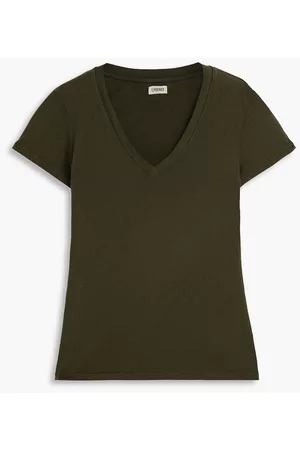 L'Agence Women T-shirts - Becca cotton-jersey T-shirt - Green