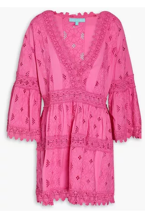 Melissa Odabash Women Kaftans - Victoria gathered guipure lace-trimmed broderie anglaise cotton kaftan