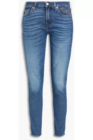 7 for all Mankind Women Skinny - The Skinny studded mid-rise skinny jeans - Blue