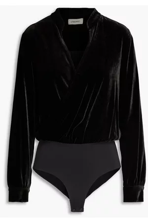 L'Agence Women Bodies - Marcella wrap-effect velvet bodysuit