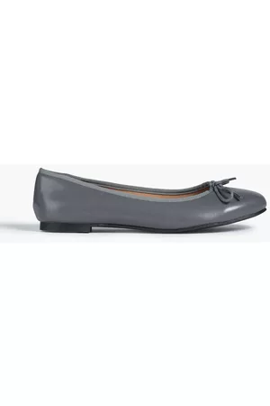 French Sole Women Ballerinas - Amelie bow-embellished leather ballet flats - Gray