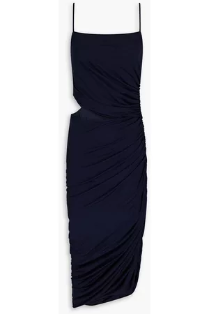 Halston Heritage Women Casual Dresses - Averie cutout ruched jersey midi dress - Blue