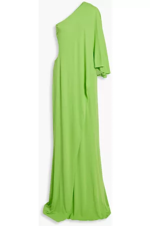 Halston Heritage Women Casual Dresses - Alyssa one-sleeve draped jersey gown - Green