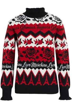 Love Moschino Women Turtlenecks - Jacquard-knit wool turtleneck sweater