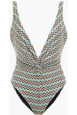 M Missoni Women Swimming Costumes - Ruched printed swimsuit - Blue