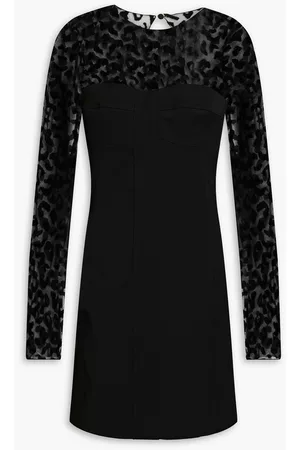 Roberto Cavalli Women Party Dresses - Flocked tulle-paneled twill mini dress