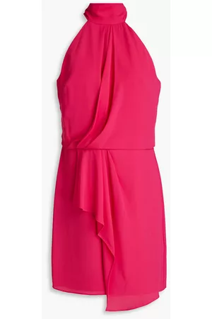Halston Heritage Women Pleated Dresses - Harlow pleated draped crepe mini dress - Pink