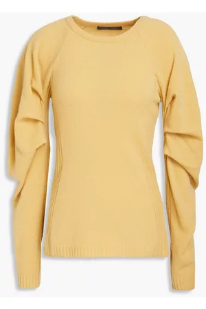Alberta Ferretti Women Ruched wool and cashmere-blend sweater - Neutral