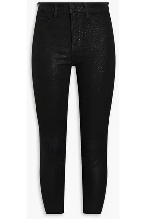 L'Agence Women Skinny - Margot cropped glittered high-rise skinny jeans