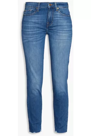 7 for all Mankind Women Slim - Roxanne cropped high-rise slim-leg jeans - Blue