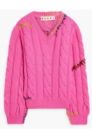 Marni Women Embroidered cable-knit wool sweater