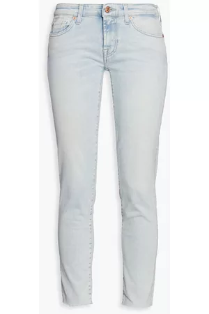7 for all Mankind Women Slim - Pyper cropped faded mid-rise slim-leg jeans - Blue