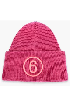 Maison Margiela Women Beanies - Ribbed cotton and wool-blend beanie - Pink