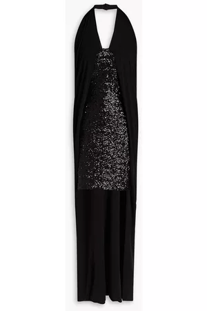 Balmain Women Casual Dresses - Jersey-paneled sequined mesh halterneck mini dress