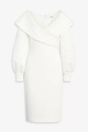 Badgley Mischka Women Dresses - Embellished scuba dress - White