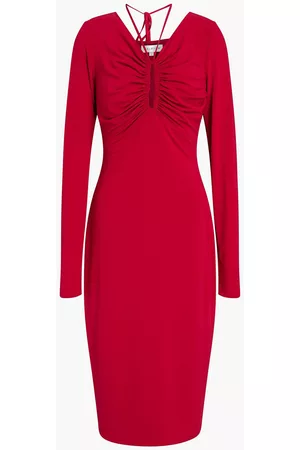 Halston Heritage Women Casual Dresses - Ruched jersey midi dress - Red