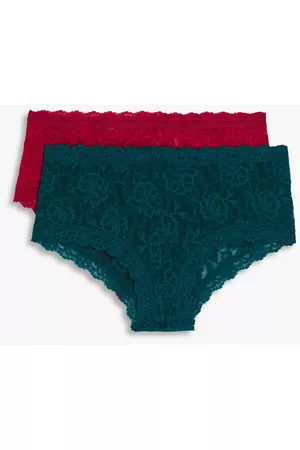 Hanky Panky Women Lingerie Sets - Set of two Signature stretch-lace mid-rise briefs - Green
