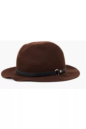 RAG&BONE Women Hats - Leather-trimmed wool-felt fedora - Brown
