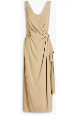 Alberta Ferretti Women Midi Dresses - Wrap-effect draped crepe midi dress - Neutral