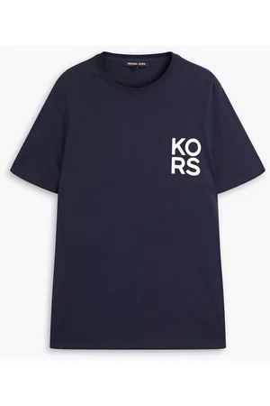 Michael Kors Men Short Sleeve - Printed cotton-jersey T-shirt - Blue