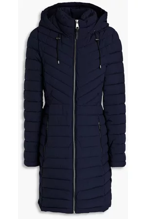 DKNY Women Coats - Quilted shell hooded coat - Blue