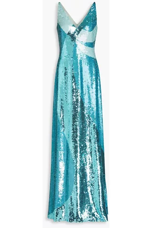 Emilio Pucci Women Party Dresses - Sequined silk-georgette gown - Blue