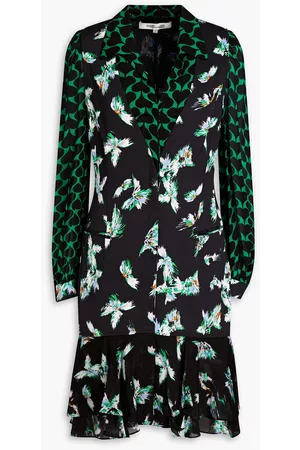 Diane von Furstenberg Women Printed Dresses - Luciano layered printed cady and georgette mini dress