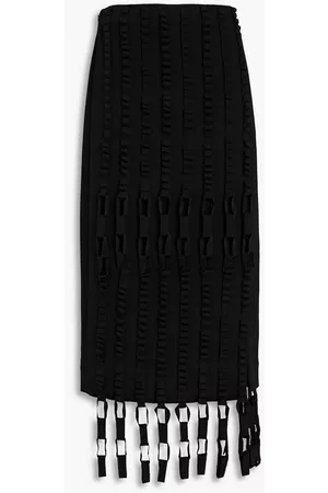 Salvatore Ferragamo Women Midi Skirts - Fringed wool-twill midi skirt