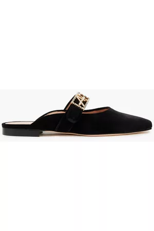 Alberta Ferretti Women Flip Flops - Embellished velvet slippers