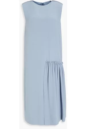 Salvatore Ferragamo Women Dresses - Gathered silk crepe de chine dress - Blue