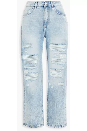 DL1961 Women Straight - Emilie acid-wash distressed high-rise straight-leg jeans - Blue