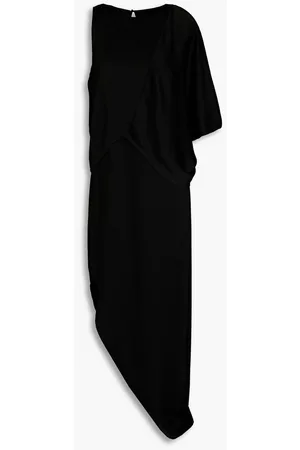 Halston Heritage Women Asymmetrical Dresses - Asymmetric draped satin maxi dress