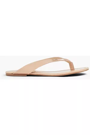 Jimmy Choo Women Flip Flops - Tetsu logo-embellished patent-leather flip flops - Pink
