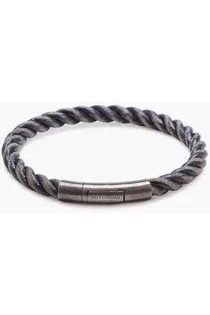 Dunhill Silver-tone Pebbled-leather Bracelet in Blue for Men