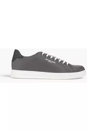 Michael Kors Men Sneakers - Keating faux leather-trimmed shell sneakers - Gray