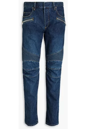 Balmain Men Tapered - Tapered ribbed-paneled denim jeans - Blue