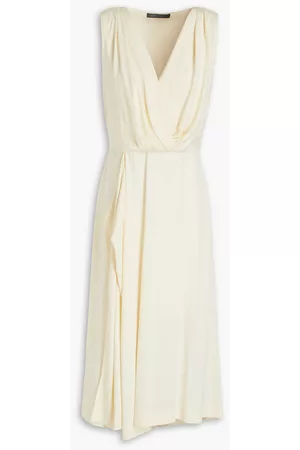 Alberta Ferretti Women Midi Dresses - Wrap-effect belted cady midi dress - Neutral