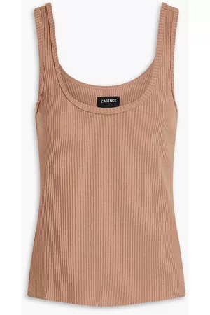 L'Agence Women Vests & Camis - Iman ribbed stretch-modal tank - Brown
