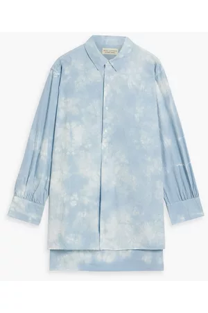 NILI LOTAN Women Tunics - Ambroise tie-dyed crinkled cotton tunic - Blue