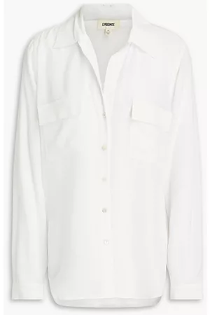 L'Agence Women Tops - Margaret silk crepe de chine shirt - White