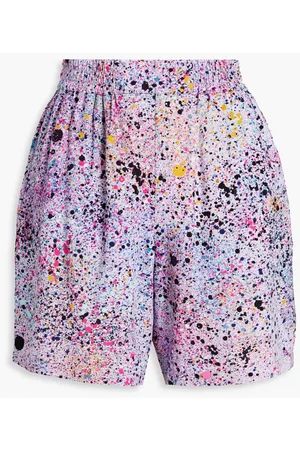 McQ Women Shorts - Printed crepe de chine shorts - Purple
