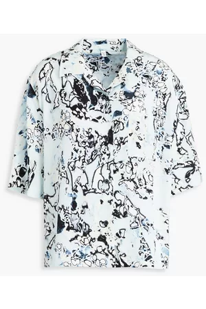 McQ Women Tops - Printed silk crepe de chine shirt - Blue