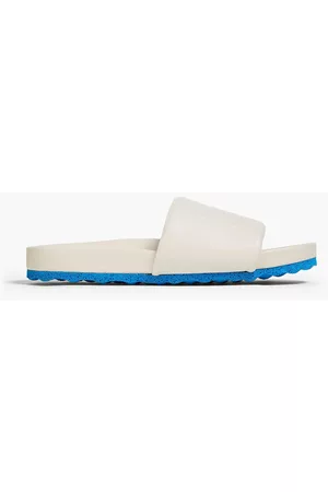 OFF-WHITE Men Flip Flops - Two-tone embossed leather slides - White