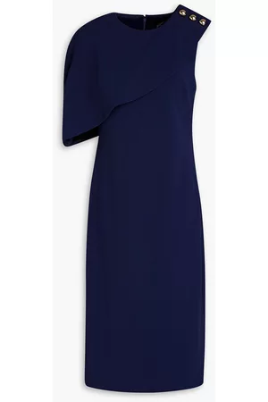 Badgley Mischka Women Midi Dresses - Button-embellished crepe midi dress - Blue